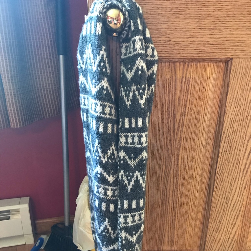 Grey and white Aztec infinity scarf